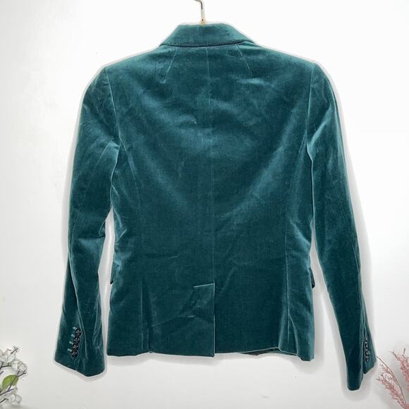 J. CREW Schoolboy Blazer Velvet Evergreen Forest Green Sz 0 {RR5} - Picture 3 of 5